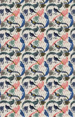 Modern roller blind colorful peacocks pattern