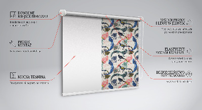 Modern roller blind Colorful peacocks