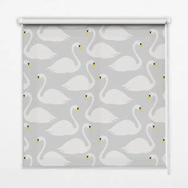 Fabric roller blind with Swans pattern