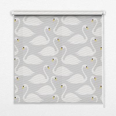 Fabric roller blind with Swans pattern
