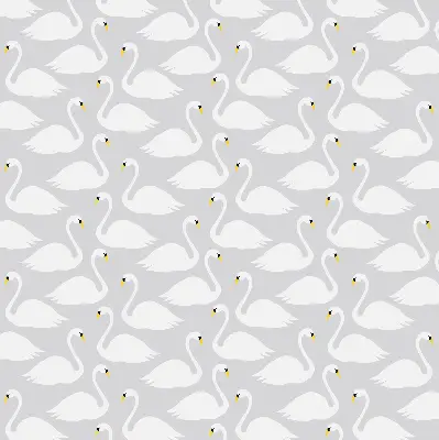 Fabric roller blind with Swans pattern