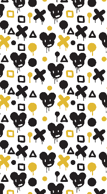 Modern roller blind with black and yellow patterns