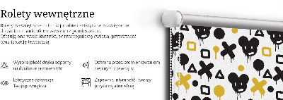 Modern roller blind with black and yellow patterns