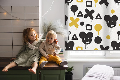 Modern roller blind Black and yellow patterns