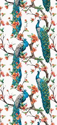 Modern roller blind with peacock on a branch print
