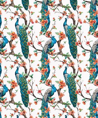 Modern roller blind Peacock on a branch
