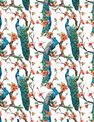 Modern roller blind Peacock on a branch