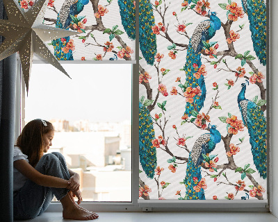 Modern roller blind Peacock on a branch