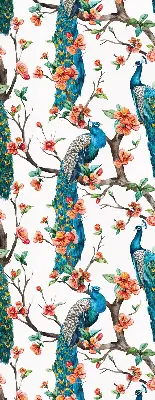 Modern roller blind with peacock on a branch print