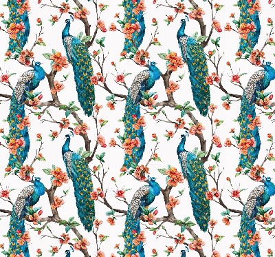 Modern roller blind Peacock on a branch