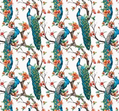 Modern roller blind with peacock on a branch print