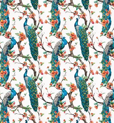 Modern roller blind with peacock on a branch print