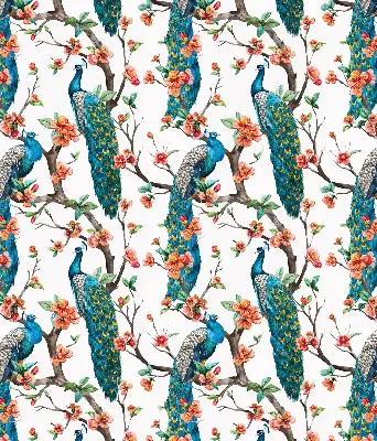 Modern roller blind with peacock on a branch print