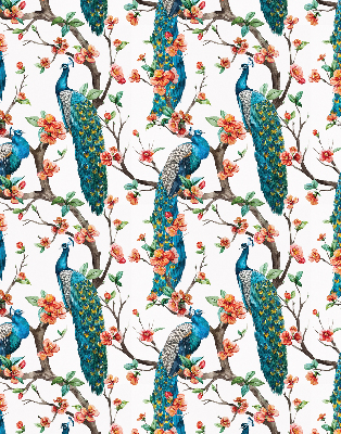 Modern roller blind Peacock on a branch