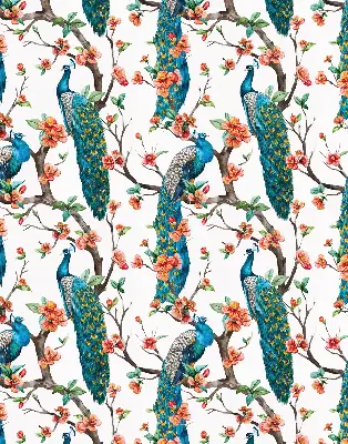 Modern roller blind with peacock on a branch print