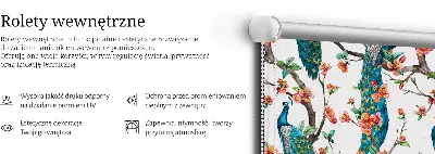 Modern roller blind with peacock on a branch print