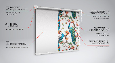 Modern roller blind Peacock on a branch