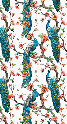 Modern roller blind Peacock on a branch