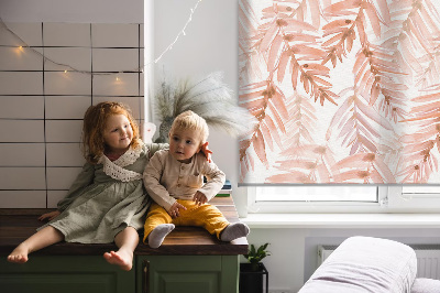 Fabric roller blind Pink leaves