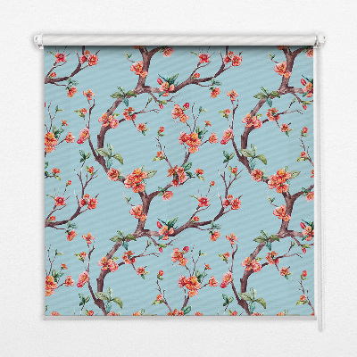 Roller blind for large window Flower buds from trees