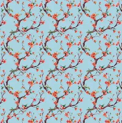 Roller blind for large windows with flower buds from trees print