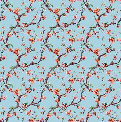 Roller blind for large windows with flower buds from trees print