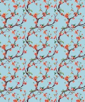 Roller blind for large windows with flower buds from trees print
