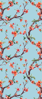 Roller blind for large windows with flower buds from trees print