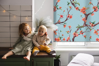 Roller blind for large window Flower buds from trees