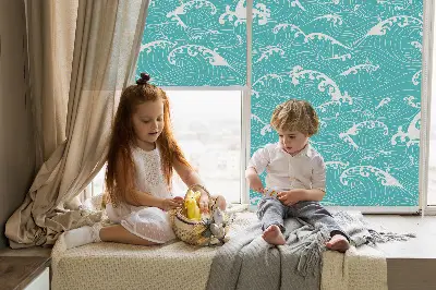 Fabric roller blind waves pattern