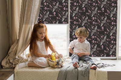 Modern roller blind Herons and flowers