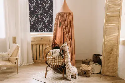 Modern roller blind with herons and flowers print
