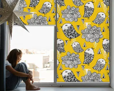 Roller blind for large window birds print