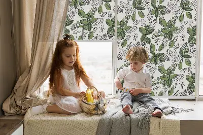 Fabric roller blind with a plant pattern