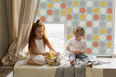 Roller blind for large window Dots connected by lines on circles