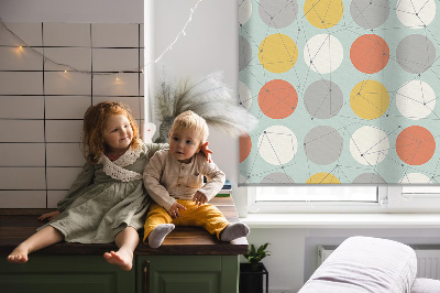 Roller blind for large window Dots connected by lines on circles