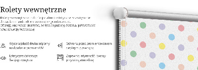 Fabric roller blind with colorful dots pattern
