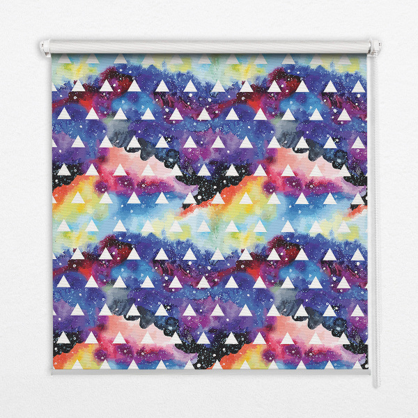 Roller blind for large window White triangles on a colored background