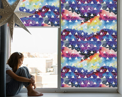 Roller blind for large window White triangles on a colored background