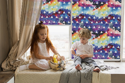Roller blind for large window White triangles on a colored background