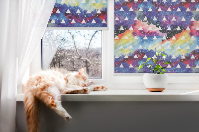 Roller blind for large window White triangles on a colored background