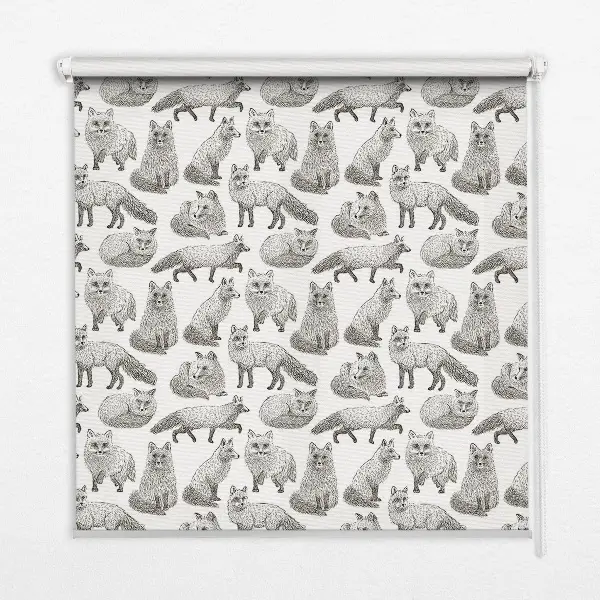 Modern roller blind gray foxes print
