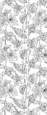 Fabric roller blind with a sketched flowers pattern