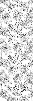 Fabric roller blind with a sketched flowers pattern