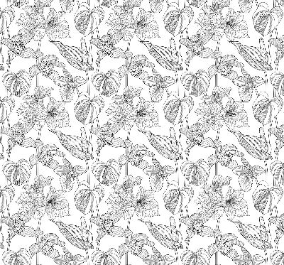 Fabric roller blind Sketched flowers