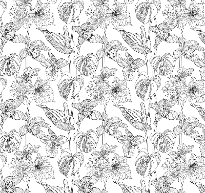 Fabric roller blind Sketched flowers