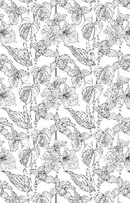 Fabric roller blind Sketched flowers