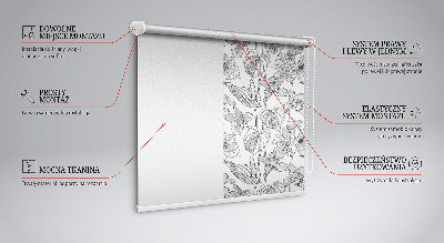 Fabric roller blind Sketched flowers