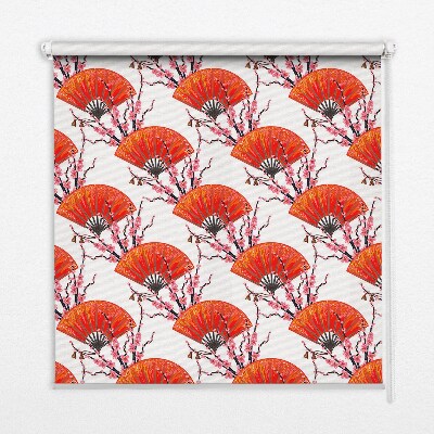 Modern roller blind in red fans print