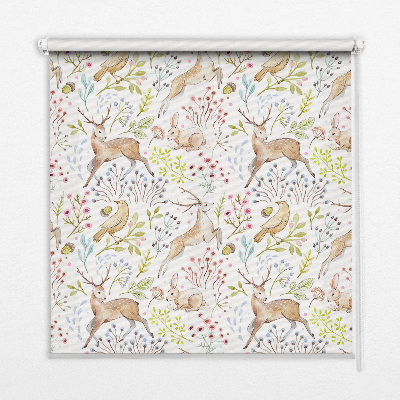 Fabric roller blind Roe deer and deer